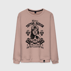 Свитшот хлопковый мужской Custom tattoo saloon, цвет: пыльно-розовый