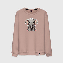 Свитшот хлопковый мужской Красивый африканский слоненок, цвет: пыльно-розовый