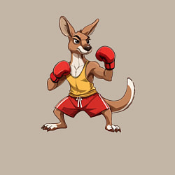 Свитшот хлопковый мужской Кенгуру боксёр в перчатках, цвет: миндальный — фото 2