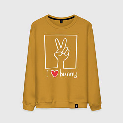 Свитшот хлопковый мужской I love bunny, цвет: горчичный