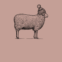 Свитшот хлопковый мужской Овца в шапке с помпоном, цвет: пыльно-розовый — фото 2