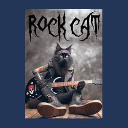 Свитшот хлопковый мужской Rock cat - ai art, цвет: тёмно-синий — фото 2