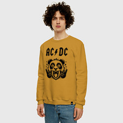 Свитшот хлопковый мужской AC DC - rock panda, цвет: горчичный — фото 2