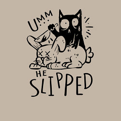 Свитшот хлопковый мужской Umm he slipped, цвет: миндальный — фото 2