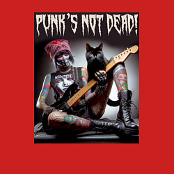 Свитшот хлопковый мужской Punk girl with a black cat and a guitar, цвет: красный — фото 2