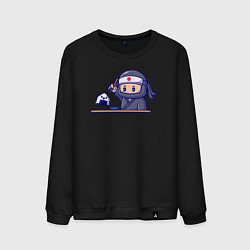 Свитшот хлопковый мужской Суши самурай, цвет: черный
