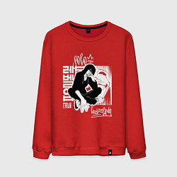 Свитшот хлопковый мужской Поднятие уровня в одиночку Граффити, цвет: красный