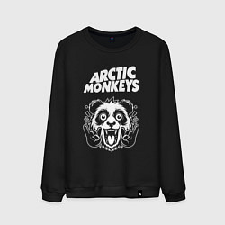 Свитшот хлопковый мужской Arctic Monkeys rock panda, цвет: черный