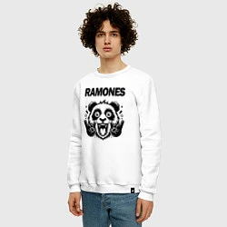 Свитшот хлопковый мужской Ramones - rock panda, цвет: белый — фото 2
