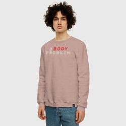 Свитшот хлопковый мужской 3 body problem logo, цвет: пыльно-розовый — фото 2