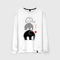 Свитшот хлопковый мужской Милые слоники, цвет: белый