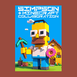 Свитшот хлопковый мужской Homer Simpson and Minecraft - collaboration ai art, цвет: кирпичный — фото 2