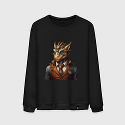 Свитшот хлопковый мужской Дракон симпатик, цвет: черный
