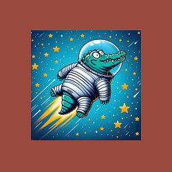 Свитшот хлопковый мужской Крокодил летит в космосе, цвет: кирпичный — фото 2