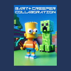 Свитшот хлопковый мужской Bart and Creeper - collaboration ai art, цвет: тёмно-синий — фото 2