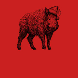 Свитшот хлопковый мужской Кабан в новогоднем колпаке, цвет: красный — фото 2