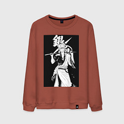 Свитшот хлопковый мужской Гинтама Самурай, цвет: кирпичный