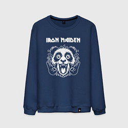 Свитшот хлопковый мужской Iron Maiden rock panda, цвет: тёмно-синий