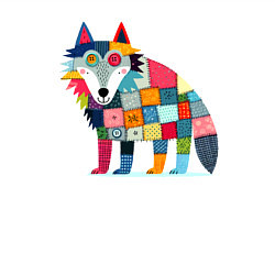 Свитшот хлопковый мужской Funny wolf - patchwork ai art, цвет: белый — фото 2