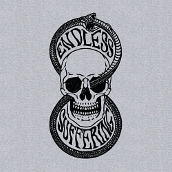 Свитшот хлопковый мужской Уроборос змея и череп, цвет: меланж — фото 2