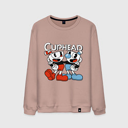 Свитшот хлопковый мужской Cuphead and Mugman, цвет: пыльно-розовый