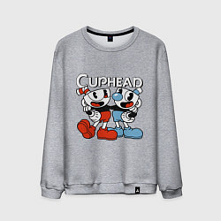 Свитшот хлопковый мужской Cuphead and Mugman, цвет: меланж