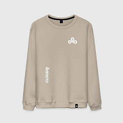 Свитшот хлопковый мужской Cloud9 - white logo, цвет: миндальный