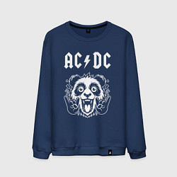Свитшот хлопковый мужской AC DC rock panda, цвет: тёмно-синий