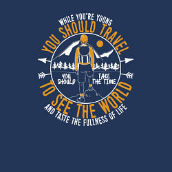 Свитшот хлопковый мужской While youre young you should travel, цвет: тёмно-синий — фото 2