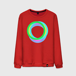 Свитшот хлопковый мужской Разноцветные кольца окружностей, цвет: красный