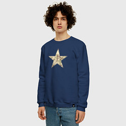 Свитшот хлопковый мужской Звезда камуфляж песочный, цвет: тёмно-синий — фото 2
