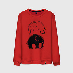 Свитшот хлопковый мужской Cute elephants, цвет: красный