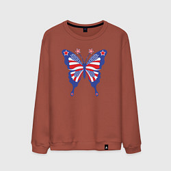 Свитшот хлопковый мужской USA butterfly, цвет: кирпичный