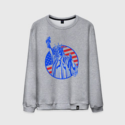 Свитшот хлопковый мужской USA statue of liberty, цвет: меланж