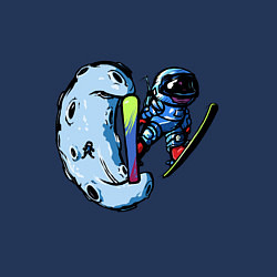 Свитшот хлопковый мужской Прыжок космонавта на лыжах с Месяца, цвет: тёмно-синий — фото 2