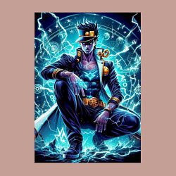 Свитшот хлопковый мужской Jotaro Kujo - neon glow ai art, цвет: пыльно-розовый — фото 2