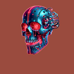 Свитшот хлопковый мужской Metal cyber skull - ai art, цвет: кирпичный — фото 2