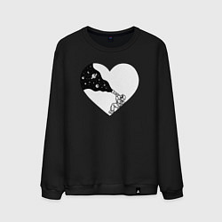 Свитшот хлопковый мужской Любовь к космосу, цвет: черный