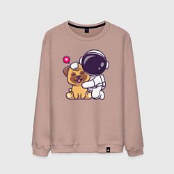 Свитшот хлопковый мужской Космонавт и пёсик, цвет: пыльно-розовый