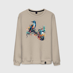 Мужской свитшот Птицы на ветке дерева