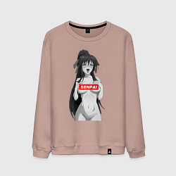 Свитшот хлопковый мужской Ахегао senpai nudity, цвет: пыльно-розовый