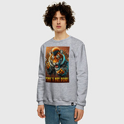 Свитшот хлопковый мужской Punks not dead - motto tiger, цвет: меланж — фото 2