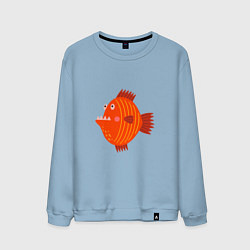 Свитшот хлопковый мужской Зубастая рыба, цвет: мягкое небо