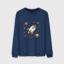 Свитшот хлопковый мужской Ракета to the moon, цвет: тёмно-синий