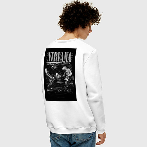 Мужской свитшот Нирвана драйв на сцене / Белый – фото 4