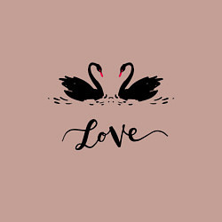 Свитшот хлопковый мужской Черные лебеди любви с надписью love, цвет: пыльно-розовый — фото 2