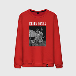 Свитшот хлопковый мужской Elvin Jones великий джазовый барабанщик, цвет: красный