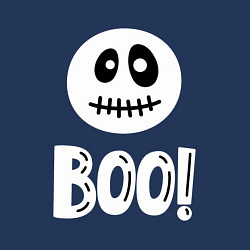 Свитшот хлопковый мужской Страшный белый смайлик: Буу!, цвет: тёмно-синий — фото 2