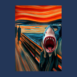 Свитшот хлопковый мужской Акула кричит - мем нейросеть, цвет: тёмно-синий — фото 2