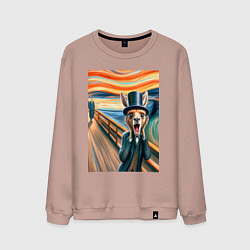 Свитшот хлопковый мужской Кенгуру кричит - мем нейросеть, цвет: пыльно-розовый